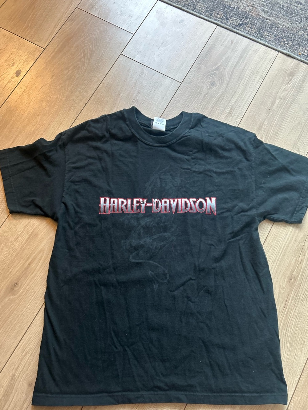 Harley-Davidson Black Short Sleeve Tee with Red-Outlined Logo